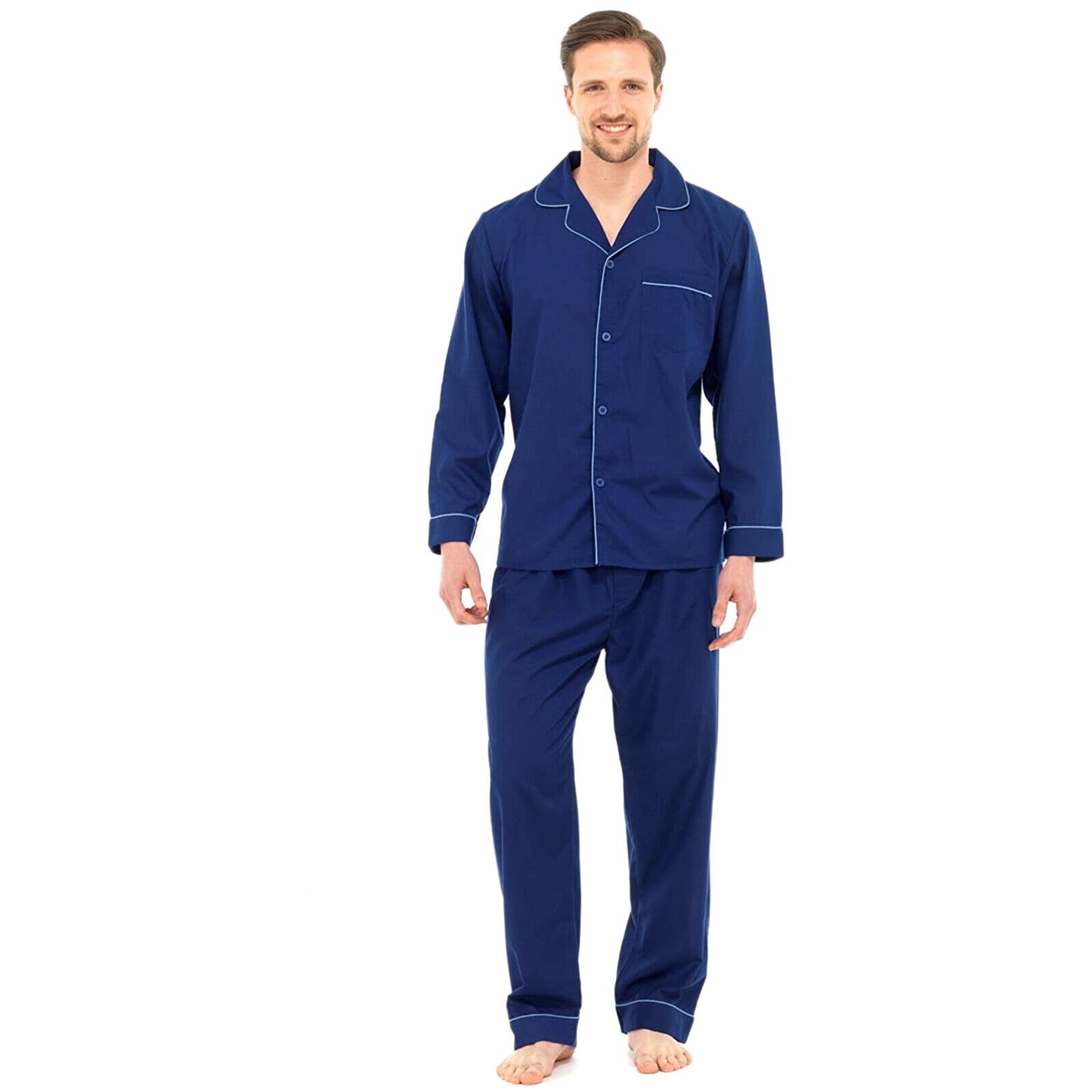 MENS TRADITIONAL PYJAMAS SET FLANNEL WINTER NIGHTWEAR LONG SLEEVE TOP PJ BOTTOMS SLEEPWEAR LOUNGEWEAR COMFY COTTON PANTS