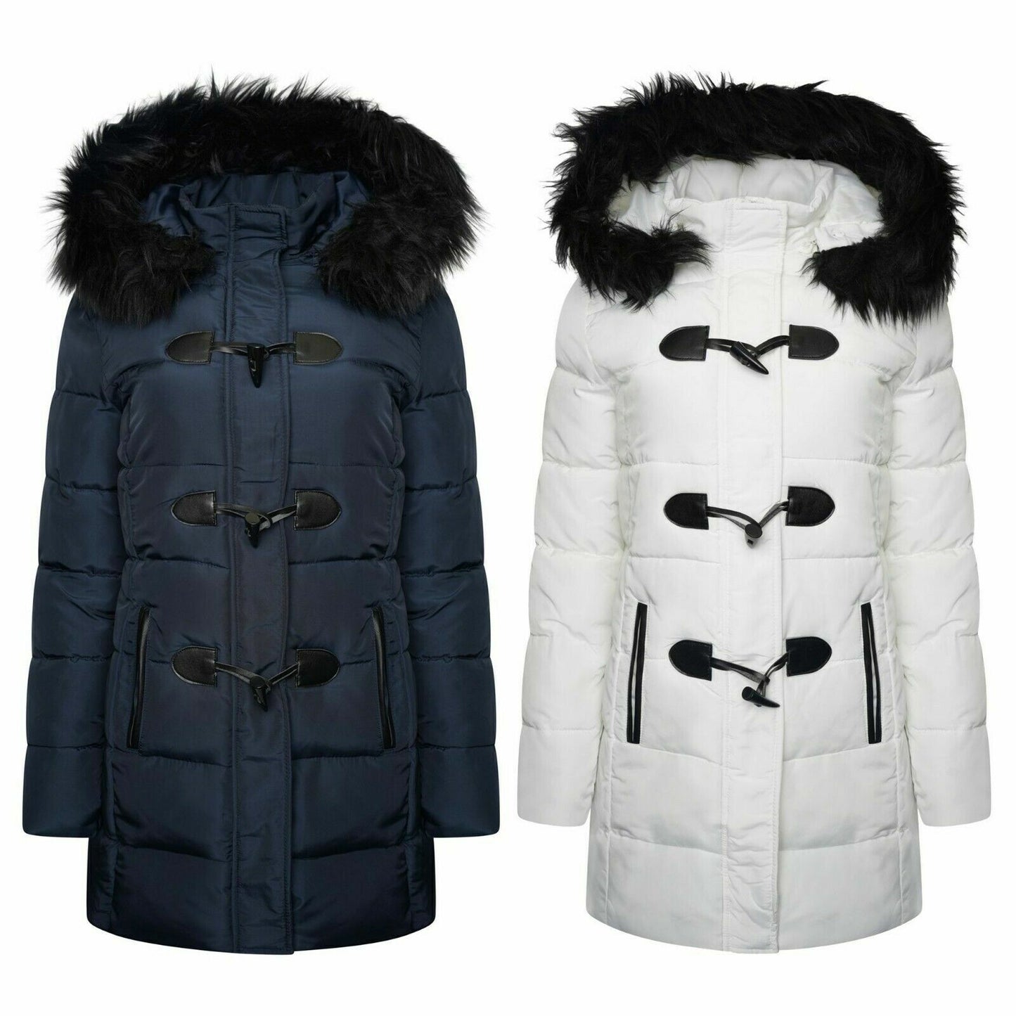 WOMENS QUILTED WARM HOODED WINTER PADDED JACKET ZIP WATER REPELLENT PUFFA COAT