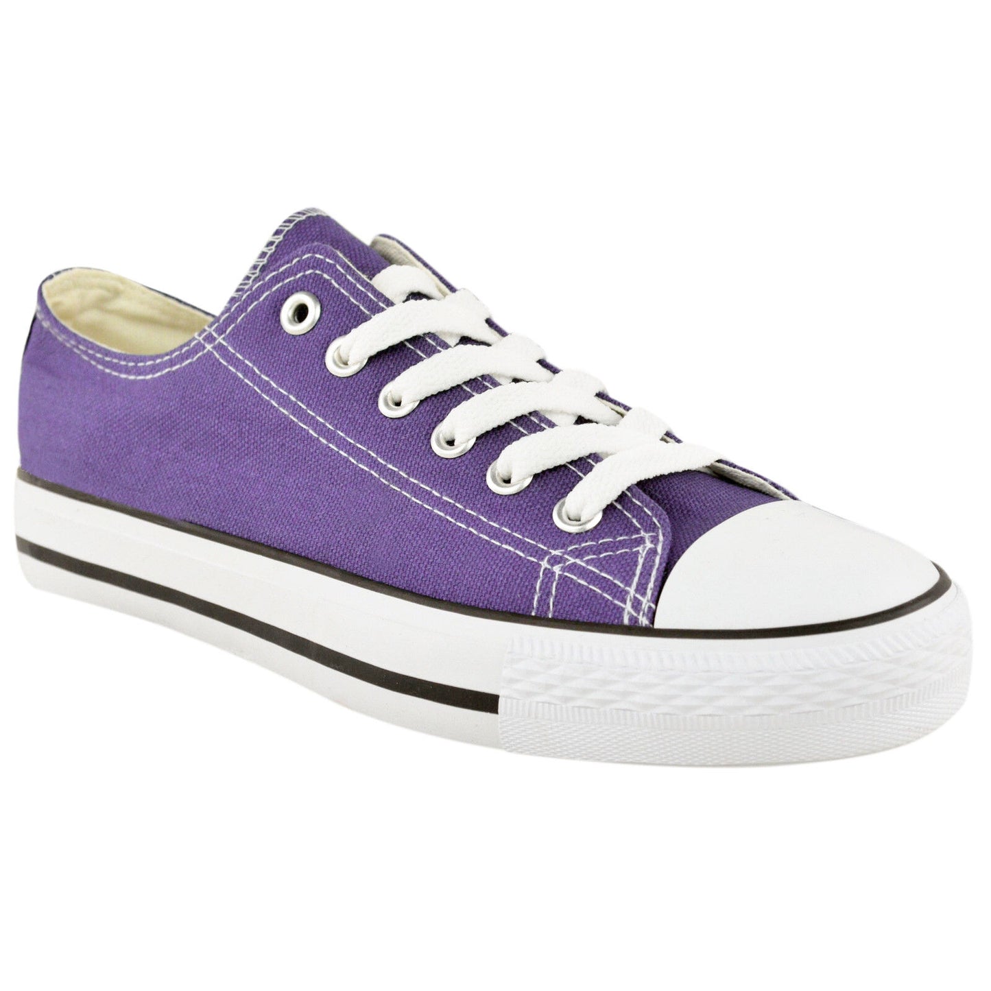 WOMENS CANVAS SHOES LADIES LACE UP PLIMSOLLS PUMPS SNEAKERS TRAINERS SKATERS Lace-Up Sneakers