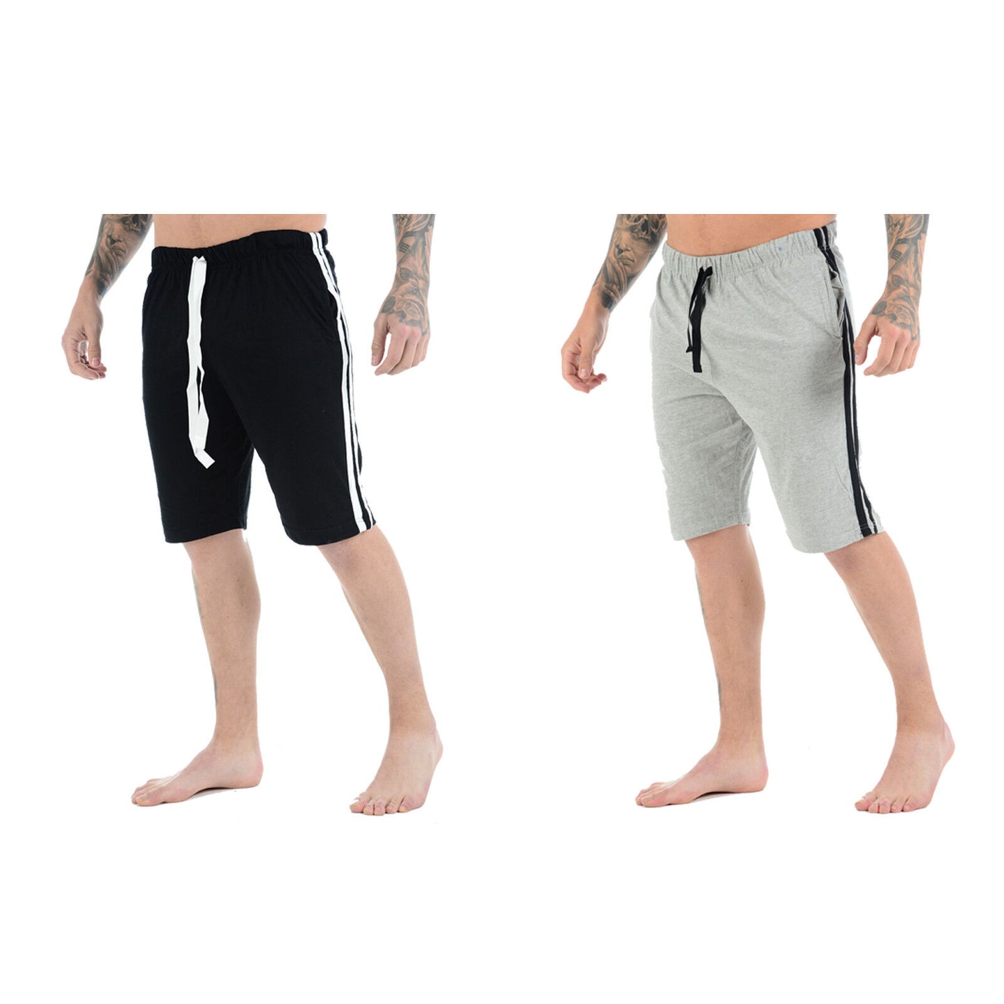 2 PACK MENS LOUNGE SHORTS COTTON PJ BOTTOMS DRAWSTRING WAIST CASUAL SLEEPWEAR NIGHTWEAR COMFY PYJAMAS HOMEWEAR SET
