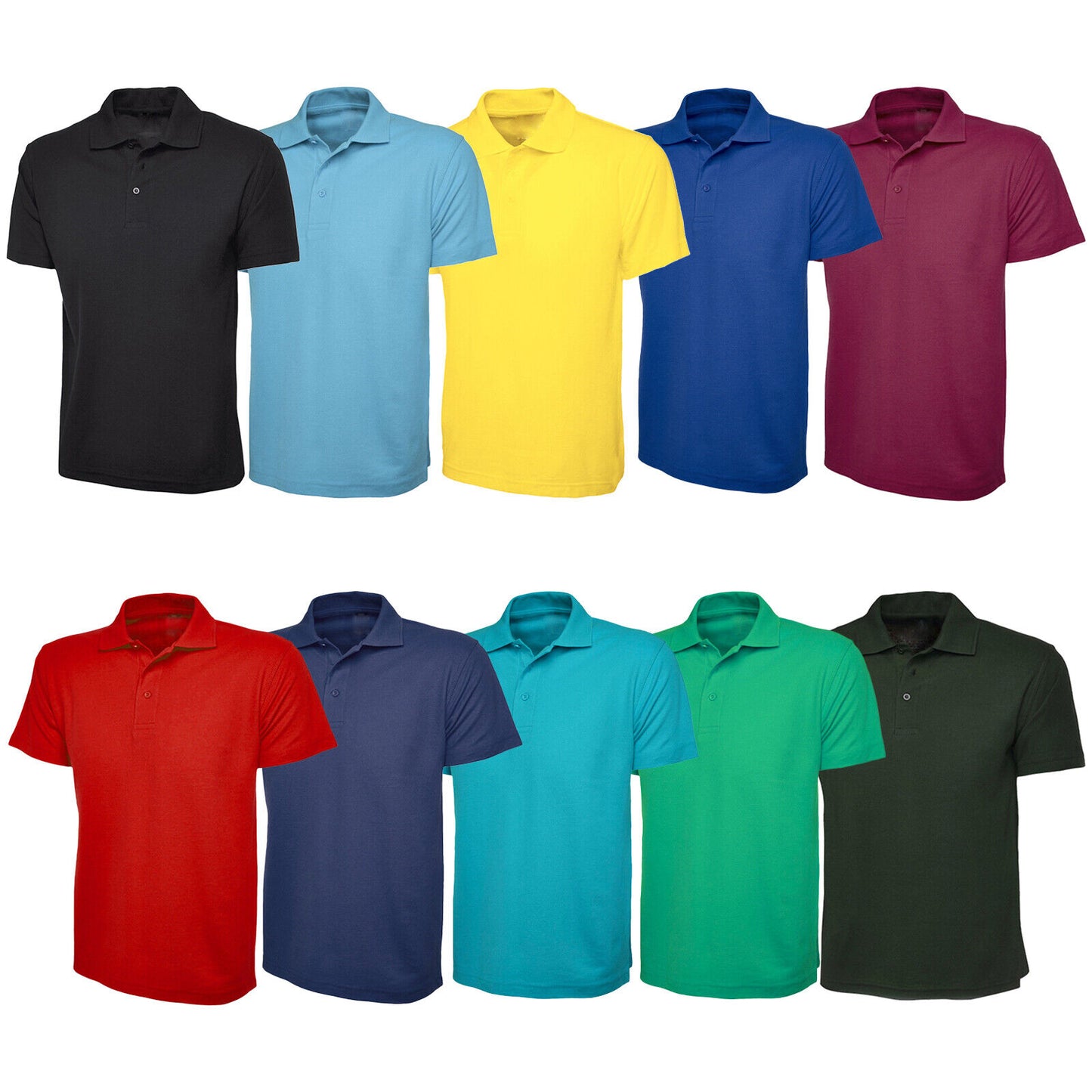 BOYS GIRLS PLAIN COTTON POLO SHIRTS UNISEX CHILDREN SCHOOL T-SHIRT UNIFORM TOPS School Uniform, Durable, Sizes 2-14