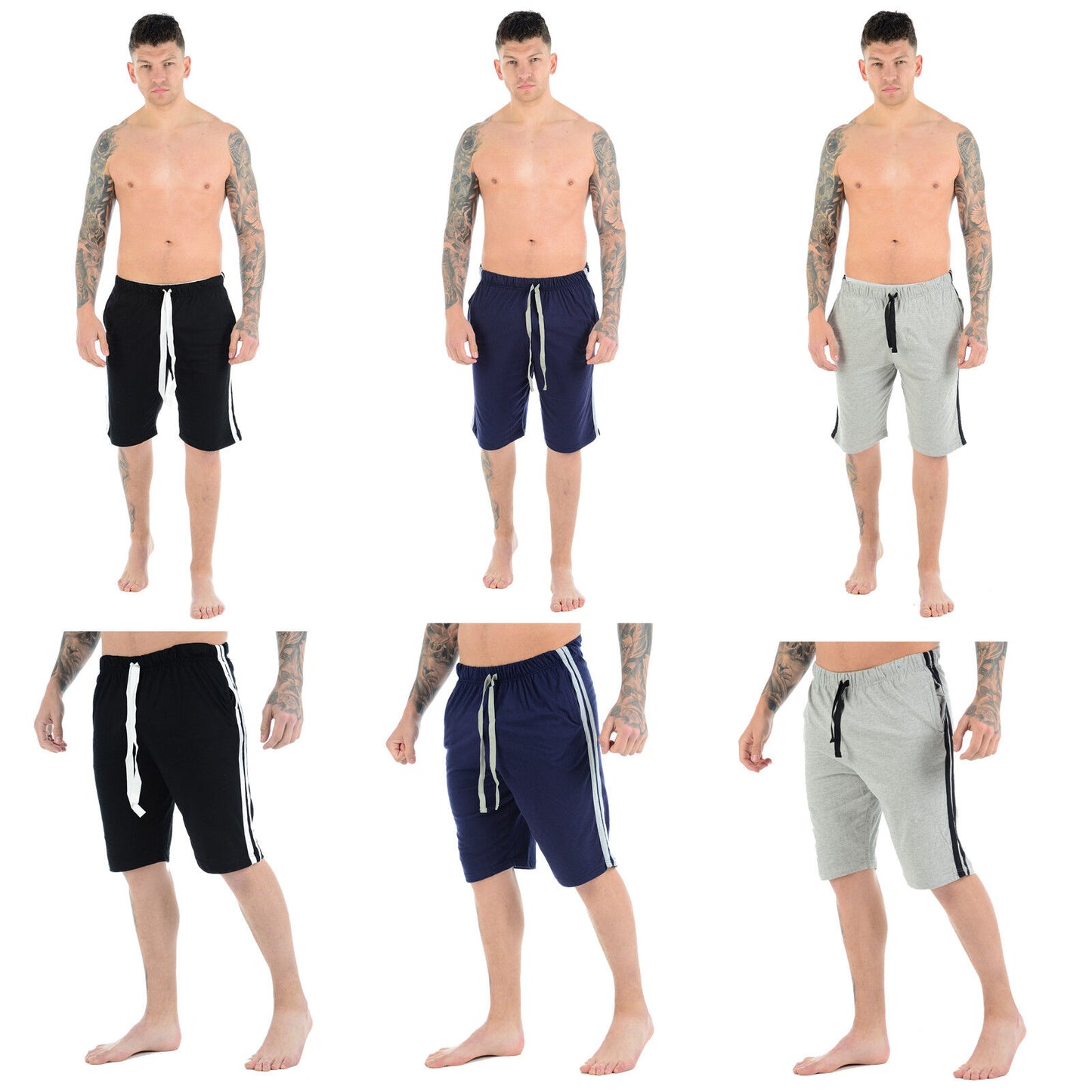 2 PACK MENS LOUNGE SHORTS COTTON PJ BOTTOMS DRAWSTRING WAIST CASUAL SLEEPWEAR NIGHTWEAR COMFY PYJAMAS HOMEWEAR SET