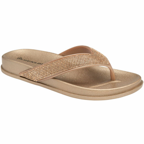 WOMENS FLIP FLOPS LOW WEDGE SLIPPERS DUNLOP LADIES SANDAL SUMMER COMFORT SHOES