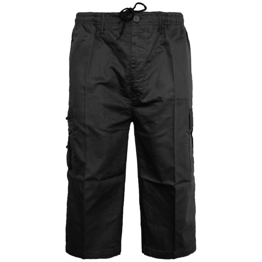 MENS 3/4 CARGO SHORTS THREE QUARTER LENGTH COMBAT CASUAL SUMMER LIGHTWEIGHT POLY COTTON WORKWEAR ELASTIC WAIST BIG SIZES S-5XL