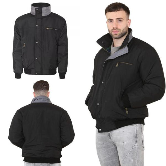 Mens Bomber Jacket Sky Diver Padded Quilted Tartan Winter Trendy Work Coat Warm Check Lined Heavy Retro Outdoor Walking Biker Classic Vintage Plain Casual Top