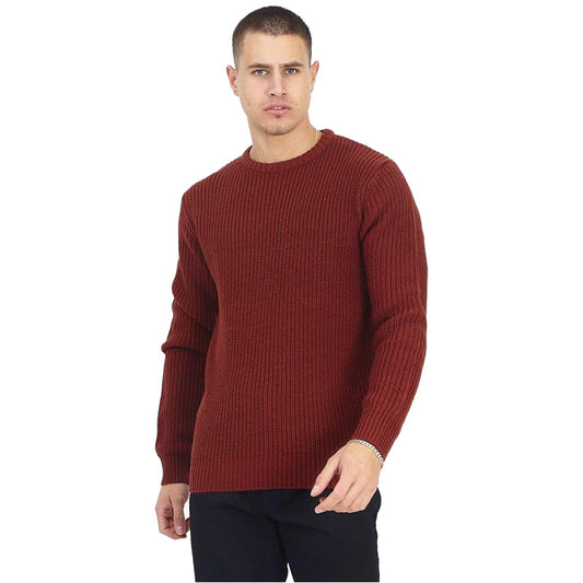 Brave Soul Mens Crew Neck Jumpers Pullover Long Sleeves Fisherman Knitwear Formal Business Office Casual Basic Sweater Trendy Soft Elegant Knitted Comfy Fine Knit Tubular Rib Neck Pull Over Tops