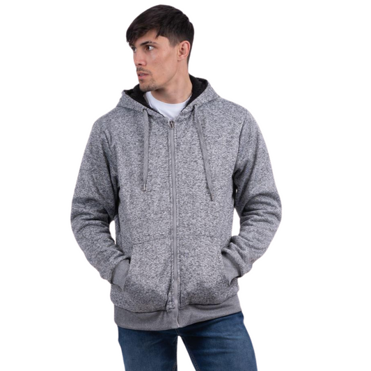 MENS ZIP UP LONG SLEEVE PADDED PULLOVER HOODED FUR LINED JACKET SWEATSHIRT M-XXL