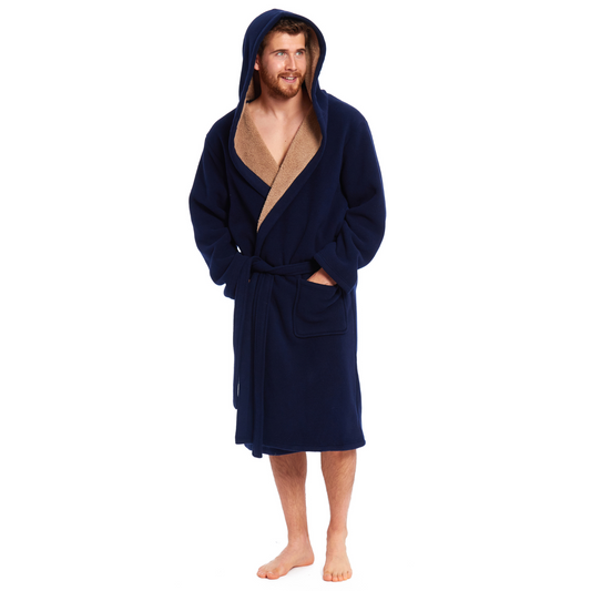 MENS SOFT DRESSING GOWN POLAR FLEECE BATH ROBE NIGHT LOUNGE WEAR M-L