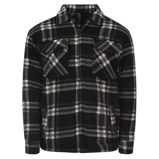 Mens Padded Shirts Lumberjack Collared Hooded Flannel Check Jacket Thick Quilted Work Wear Warm Thermal Fleece Fur Lined Top Casual Coat