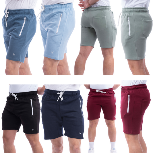 MENS FLEECE JOGGING SHORTS SWEAT JERSEY ELASTICATED WAIST GYM WORKOUT RUNNING BOTTOMS CASUAL LOUNGE WEAR SPORTS ACTIVEWEAR SOFT BREATHABLE SHORTS WITH POCKETS