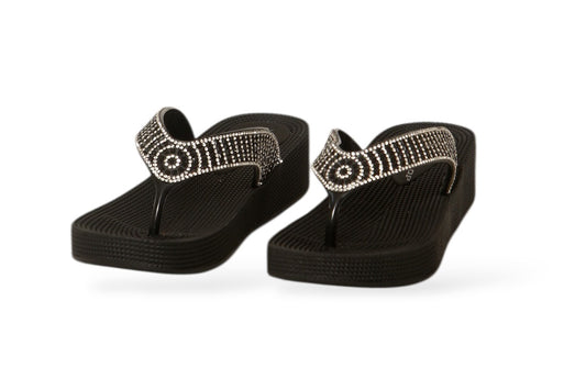 DUNLOP WOMENS SUMMER FLIP FLOPS LOW WEDGE CUSHIONED SLIP ON SANDALS COMFORT BEACH SHOES LIGHTWEIGHT FOOTWEAR