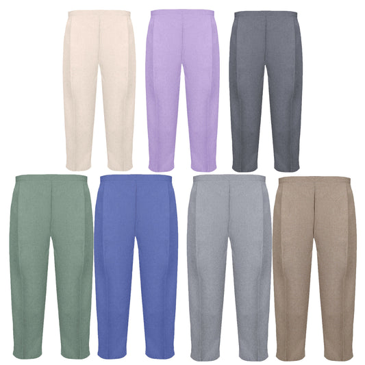 LADIES 3/4 TROUSERS WOMENS HALF ELASTICATED WAIST THREE QUARTER CROPPED CAPRI PANTS BOTTOMS