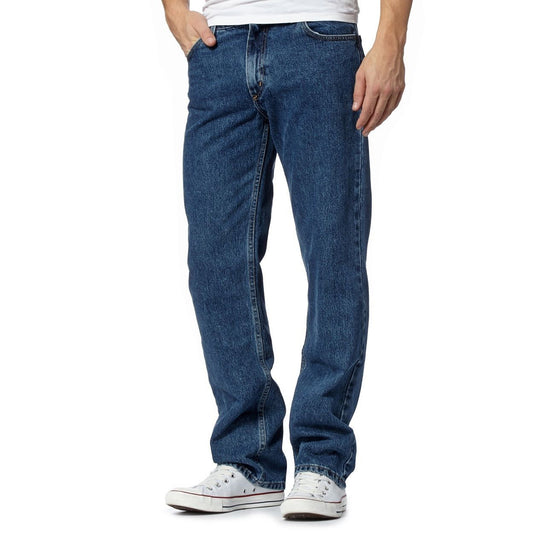 Mens Original Cotton Jeans Basic Plain Straight Leg Heavy Duty Denim Wash Jean Classic Designer Fit Casual Work Wear Zip Fly Belt Loop Pants Pocket Trousers