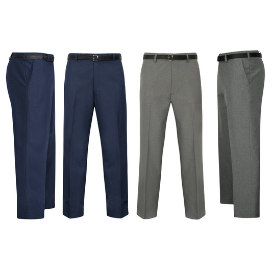 MENS WORK TROUSERS FORMAL OFFICE PANTS BUSINESS SMART CASUAL STYLE WITH POCKETS BELT LOOPS COMFORT WAIST SIZE 30 TO 40 INCHES