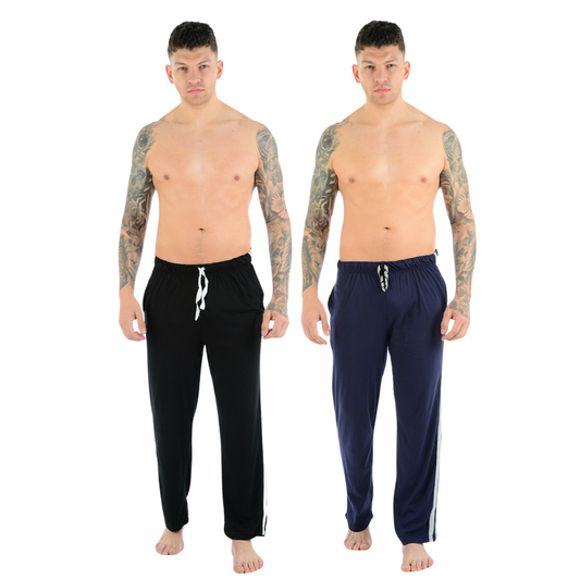 MENS STRIPED LOUNGEWEAR TROUSERS PYJAMA BOTTOMS COMFORT FIT NIGHTWEAR JOGGERS CASUAL PJS SOFT SLEEP PANTS HOMEWEAR RELAXED STYLE
