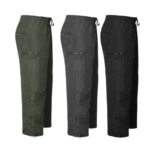 MENS THERMAL FLEECE LINED CARGO TROUSERS WINTER WARM PANTS ELASTICATED WAIST CASUAL WORKWEAR OUTDOOR COMFORT FIT POCKET BOTTOMS