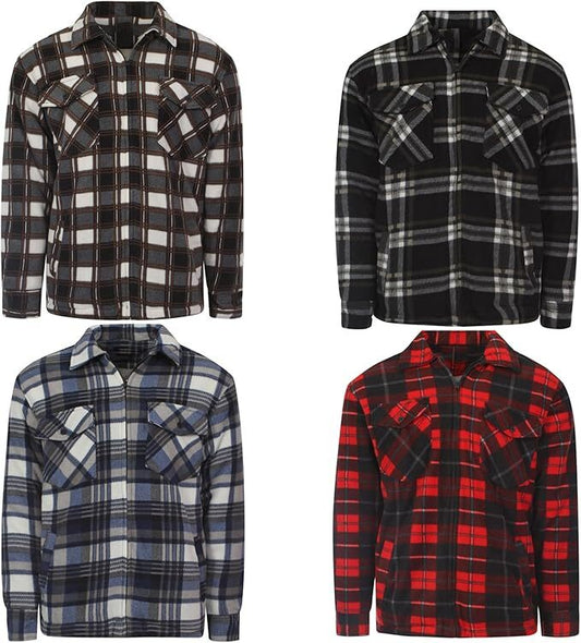 MENS PADDED LUMBERJACK HOODED SHIRT JACKET QUILTED CHECK FLANNEL FUR FLEECE LINED THERMAL WINTER COAT WARM CASUAL WORKWEAR OUTERWEAR