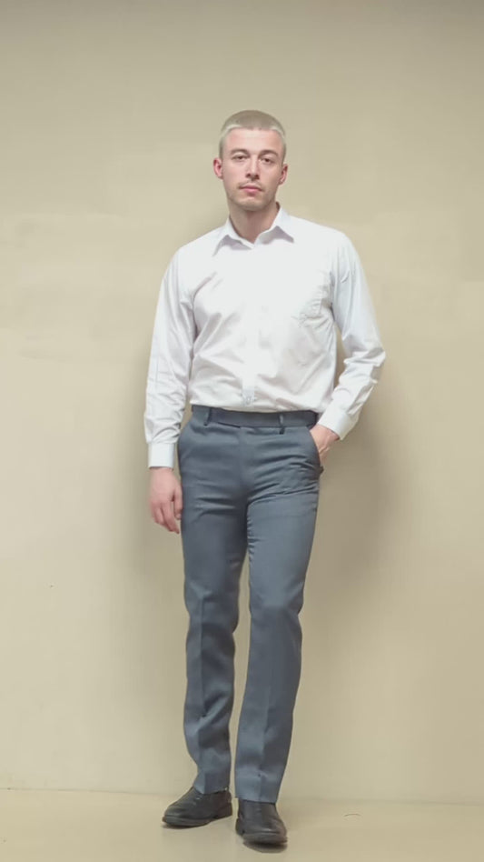 MENS FORMAL TROUSERS ELASTIC WAIST SMART DRESS PANTS STRAIGHT LEG FLAT FRONT BELTED WORK BUSINESS OFFICE CASUAL ADJUSTABLE WAIST POCKETS UK SIZE 30 TO 40 INCH