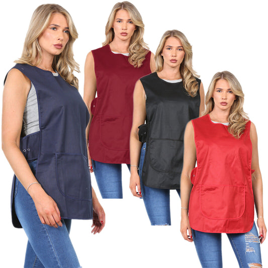 SAME PIPING TABARD WOMENS TABBARD LADIES APRON WITH POCKET KITCHEN CLEANING CHEF TOP