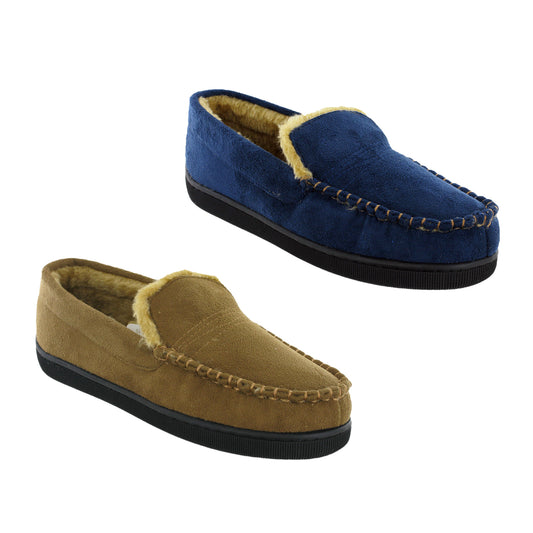 DR KELLER MENS SLIPPERS STRAP FLEECE UPPER WARM CUSHIONED CASUAL SLIP ON SHOES