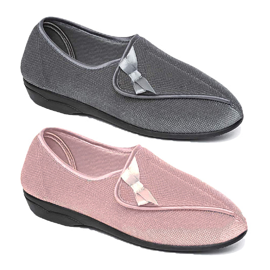 DR KELLER WOMENS SLIPPERS LADIES WIDE FIT CUSHIONED WARM ADJUSTABLE FLEECE SHOE
