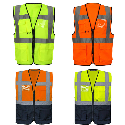 EXECUTIVE HI VIS VIZ VEST HIGH VISIBILITY WORK WAISTCOAT REFLECTIVE SAFETY TOP