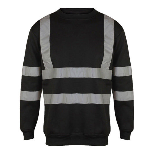 HI VIS CREW NECK SWEATSHIRTS HIGH VISIBILITY REFLECTIVE SECURRITY JUMPERS TOPS