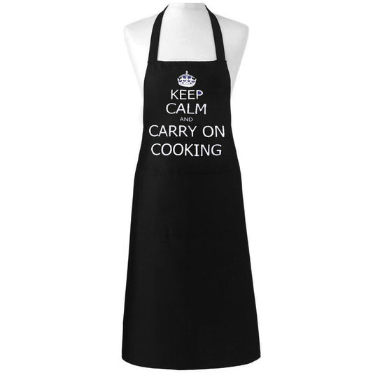 KEEP CALM AND CARRY ON COOKING BLACK APRON FUNNY NOVELTY UNISEX ADULT MEN WOMEN LADIES CHEF BBQ GRILL KITCHEN COOKING GIFT BIB