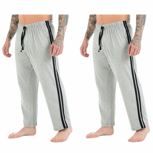 2 PACK PYJAMAS JOGGERS MENS LOUNGE WEAR PANTS TROUSERS NIGHTWEAR BOTTOMS STRIPED PJS