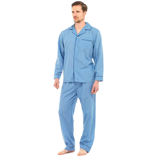 MENS TRADITIONAL PYJAMAS SET FLANNEL WINTER NIGHTWEAR LONG SLEEVE TOP PJ BOTTOMS SLEEPWEAR LOUNGEWEAR COMFY COTTON PANTS