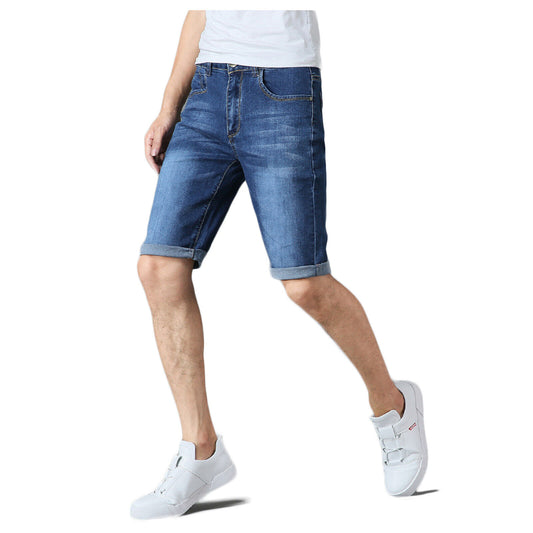 MENS DENIM SHORTS SLIM FIT CASUAL VINTAGE STRETCH HALF JEANS SUMMER SKINNY PANTS