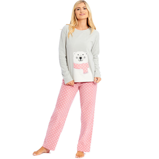 LADIES WOMENS DRESSING GOWN PYJAMAS POLAR FLEECE BATH ROBE PJS NIGHT LOUNGE WEAR