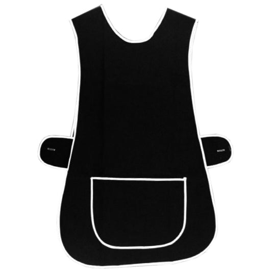 WHITE PIPING TABARD WOMENS TABBARD LADIES APRON WITH POCKET KITCHEN CLEANING CHEF WORK WEAR