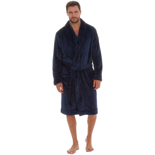 MENS SOFT CORAL POLAR FLEECE DRESSING GOWN BATH ROBE NIGHT LOUNGE WEAR BATHROBE