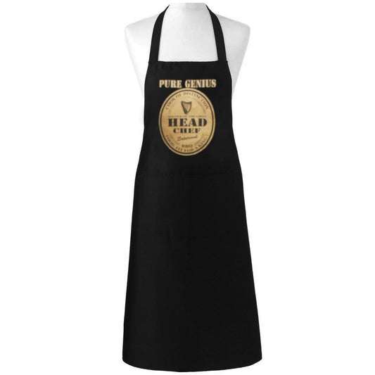 PURE GENIUS APRON BLACK FUNNY HEAD CHEF COSTUME UNISEX MEN WOMEN ADULT KITCHEN COOKING BBQ NOVELTY GAG GIFT BIB