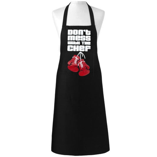 DONT MESS WITH THE CHEF BLACK APRON FUNNY BBQ GRILLING COOKING KITCHEN UNISEX ADULT GIFT FOR MEN WOMEN CHEF BIB NOVELTY