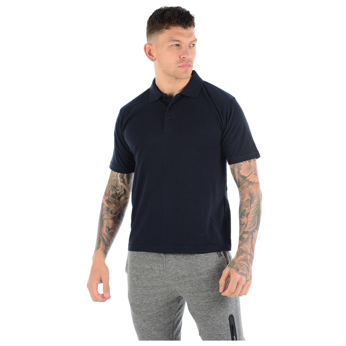 MENS POLO SHIRT CASUAL PLAIN T-SHIRTS ACTIVE SPORTS CLASSIC COLLARED PIQUE T TOP