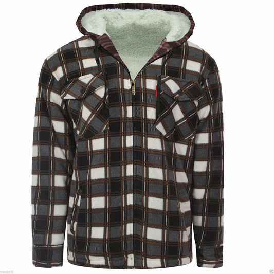 MENS PADDED SHIRT FUR LINED LUMBERJACK FLANNEL WORK JACKET WARM THICK CASUAL TOP