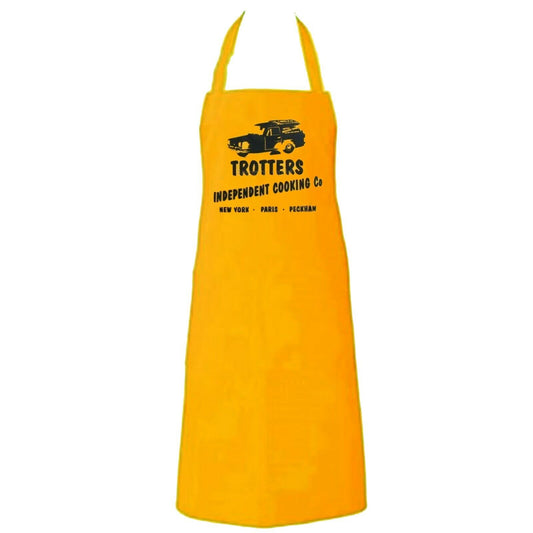 TROTTERS INDEPENDENT COOKING CO YELLOW UNISEX APRON LADIES MENS NOVELTY CHEF BUTCHERS KITCHEN CATERING ADULT BIB