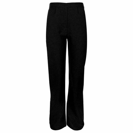 2X GIRLS PULL UP SCHOOL TROUSERS HALF ELASTICATED WAIST UNIFORM PANTS BOTTOMS