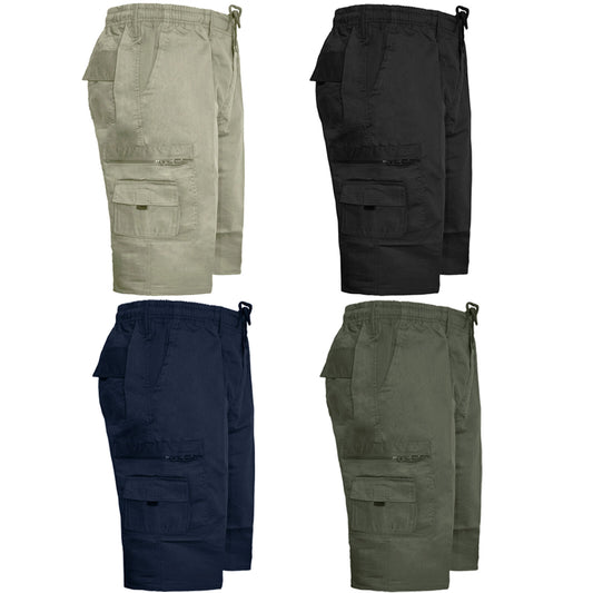 MENS PLAIN CARGO SHORTS QUICK DRY COMBAT CASUAL SUMMER BEACH WORKWEAR POLY COTTON MULTI POCKET LIGHTWEIGHT PANTS