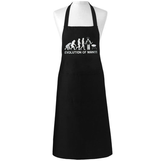 EVOLUTION OF MAN UNISEX APRON LADIES MENS NOVELTY CHEF BUTCHERS KITCHEN CATERING FUNNY ADULT BIB