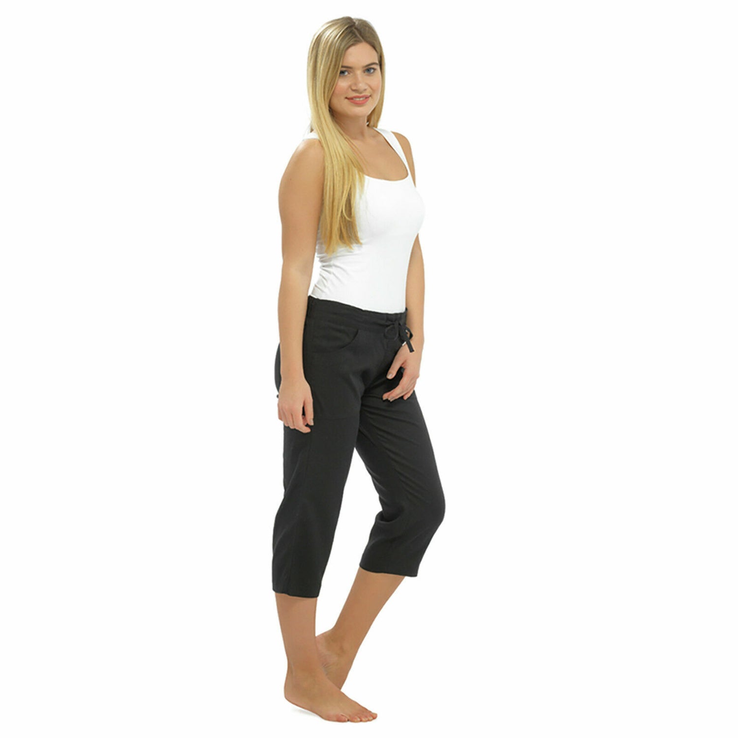 Ladies black sales capri pants