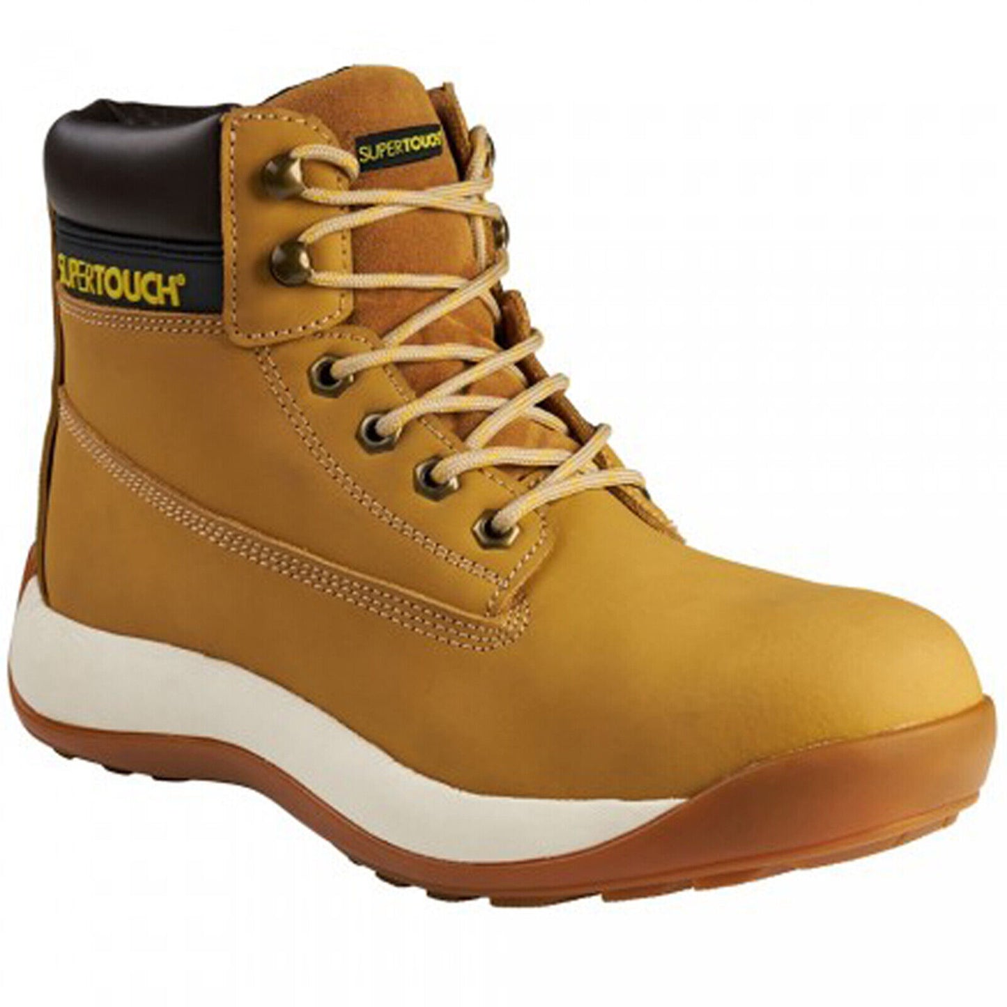 Mens Safety Work Boots Tan Black Men Leather Shoes Hiker MIDSOLE Steel Toe Boot