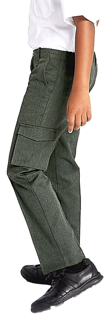EX M&S BOYS SLIM FIT CARGO POCKET SCHOOL TROUSERS GREY SCHOOL UNIFORM AGE 2-12
