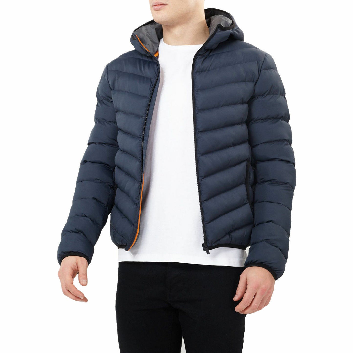 BRAVE SOUL MEN QUILTED HOODED JACKET PADDED BUBBLE PUFFER PUFFA WARM BOMBER COAT