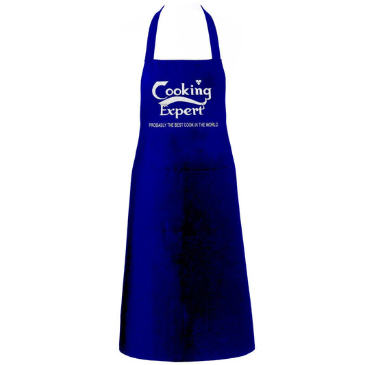 BLUE COOKING EXPERT UNISEX APRON FUNNY NOVELTY GIFT LADIES MENS CHEF BBQ KITCHEN BUTCHERS CATERING BAKING GRILLING COOKING ADULT BIB