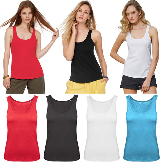 Ladies Vest Women Tank Top Sleeveless Casual 100% Cotton Plain Comfort Girls Top