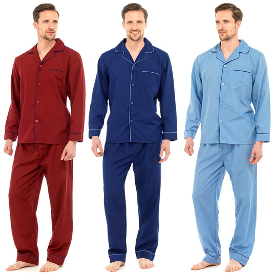 MENS TRADITIONAL PYJAMAS SET FLANNEL WINTER NIGHTWEAR LONG SLEEVE TOP PJ BOTTOMS SLEEPWEAR LOUNGEWEAR COMFY COTTON PANTS