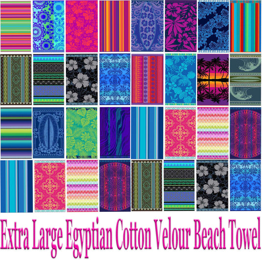 XL JUMBO 100% EGYPTIAN COTTON VELOUR BEACH TOWEL JACQUARD HOLIDAY BATH GYM SHEET